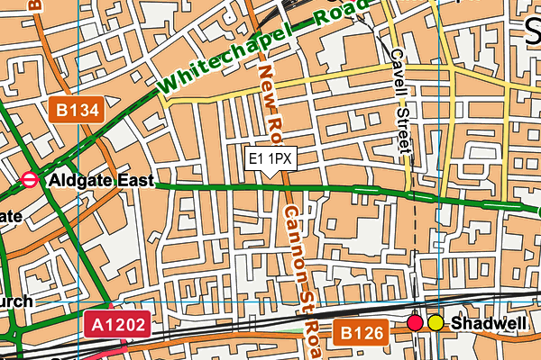 E1 1PX map - OS VectorMap District (Ordnance Survey)