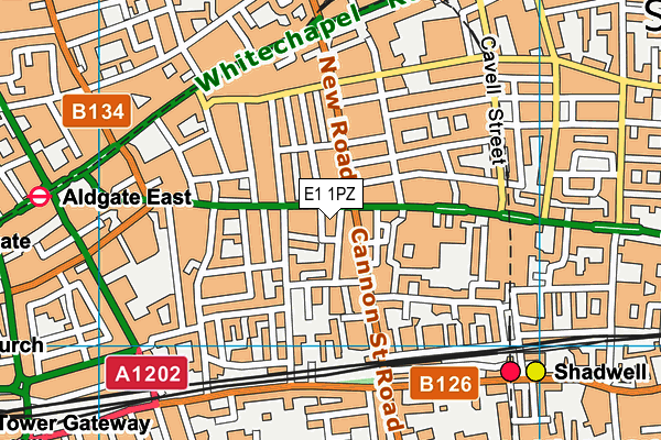 E1 1PZ map - OS VectorMap District (Ordnance Survey)