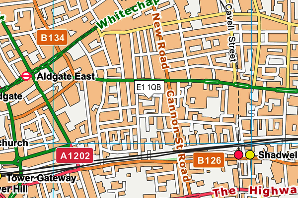 E1 1QB map - OS VectorMap District (Ordnance Survey)