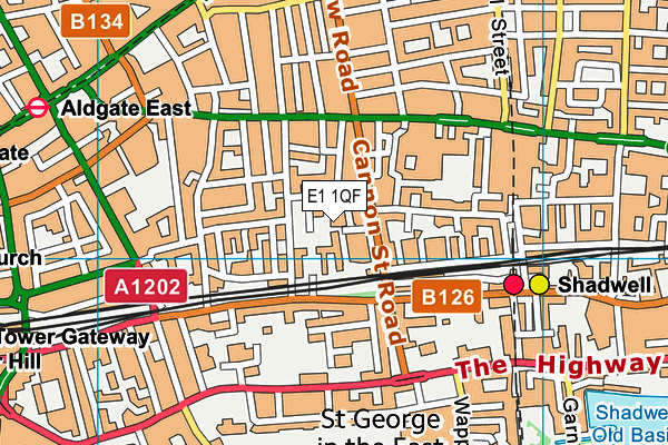 E1 1QF map - OS VectorMap District (Ordnance Survey)