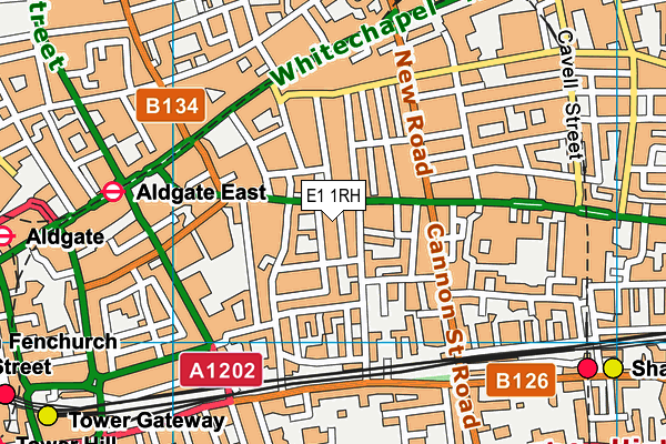 E1 1RH map - OS VectorMap District (Ordnance Survey)