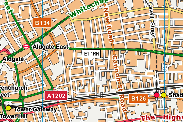E1 1RN map - OS VectorMap District (Ordnance Survey)