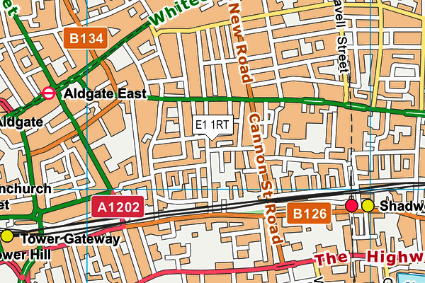 E1 1RT map - OS VectorMap District (Ordnance Survey)