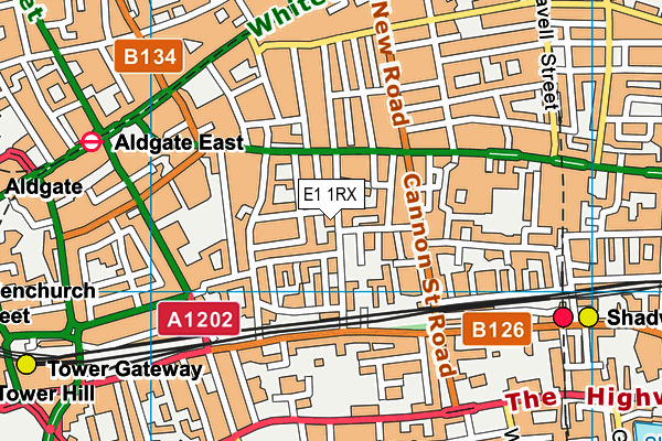 E1 1RX map - OS VectorMap District (Ordnance Survey)