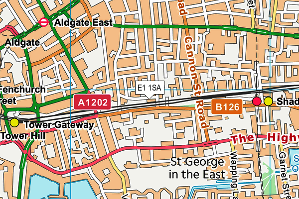 E1 1SA map - OS VectorMap District (Ordnance Survey)