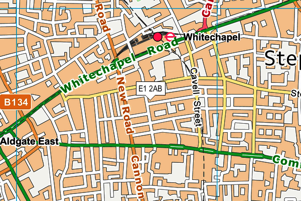 E1 2AB map - OS VectorMap District (Ordnance Survey)