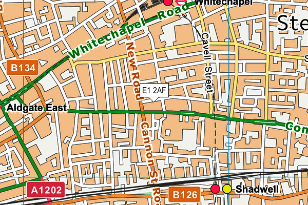 E1 2AF map - OS VectorMap District (Ordnance Survey)