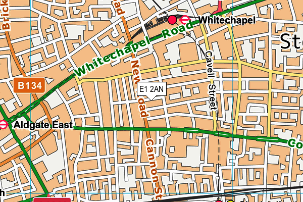 E1 2AN map - OS VectorMap District (Ordnance Survey)