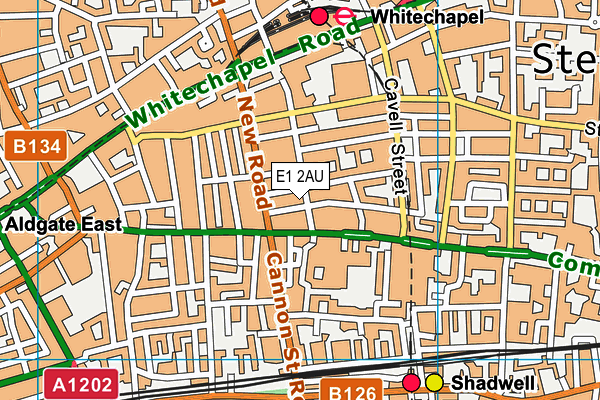 E1 2AU map - OS VectorMap District (Ordnance Survey)