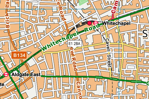 E1 2BA map - OS VectorMap District (Ordnance Survey)