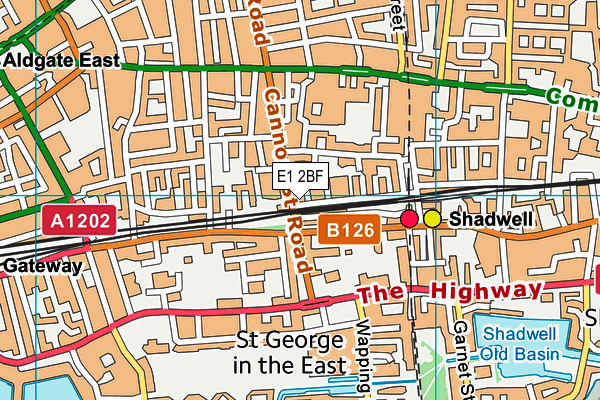 E1 2BF map - OS VectorMap District (Ordnance Survey)