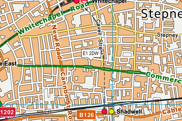 E1 2DW map - OS VectorMap District (Ordnance Survey)