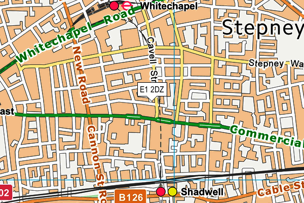 E1 2DZ map - OS VectorMap District (Ordnance Survey)