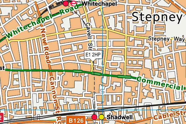 E1 2HP map - OS VectorMap District (Ordnance Survey)