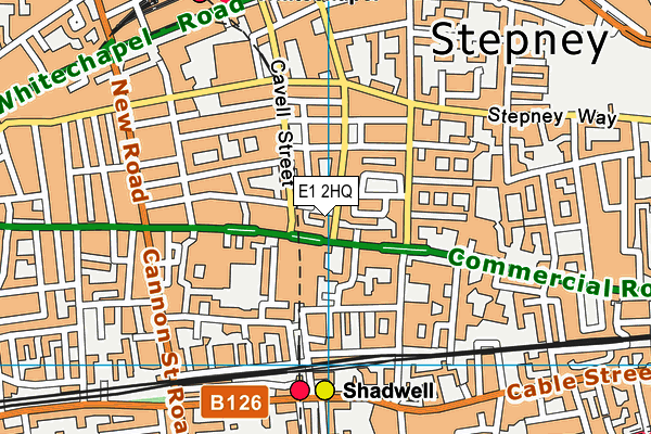 E1 2HQ map - OS VectorMap District (Ordnance Survey)