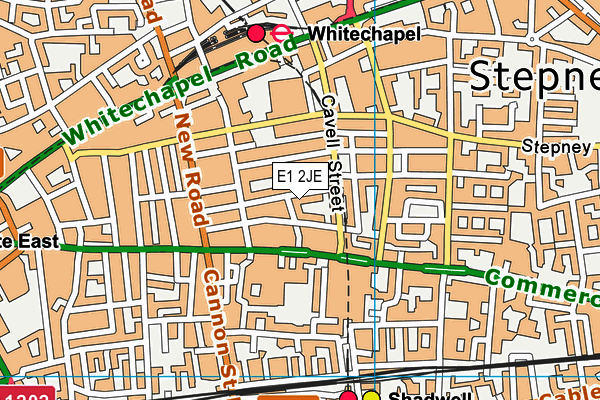 E1 2JE map - OS VectorMap District (Ordnance Survey)