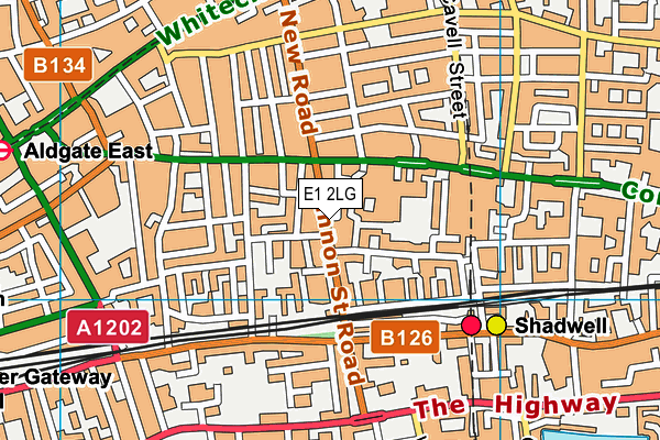 E1 2LG map - OS VectorMap District (Ordnance Survey)