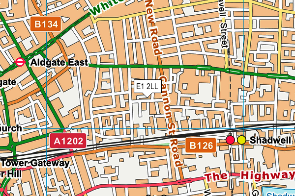 E1 2LL map - OS VectorMap District (Ordnance Survey)