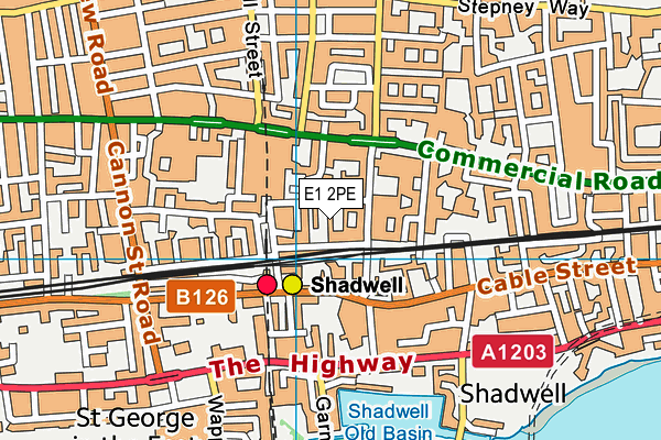 E1 2PE map - OS VectorMap District (Ordnance Survey)