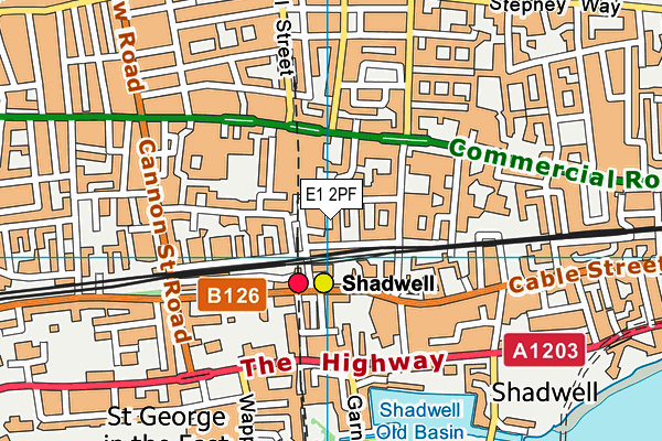 E1 2PF map - OS VectorMap District (Ordnance Survey)