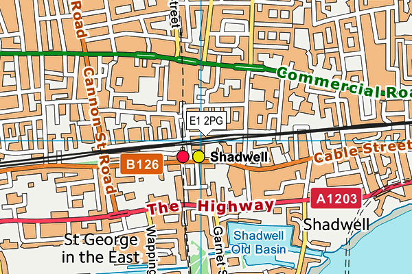 E1 2PG map - OS VectorMap District (Ordnance Survey)