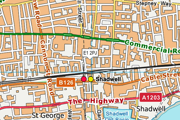 E1 2PJ map - OS VectorMap District (Ordnance Survey)