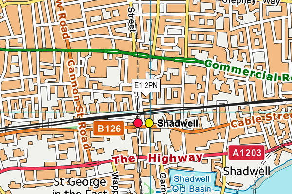 E1 2PN map - OS VectorMap District (Ordnance Survey)