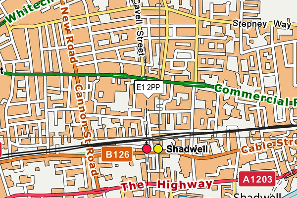 E1 2PP map - OS VectorMap District (Ordnance Survey)