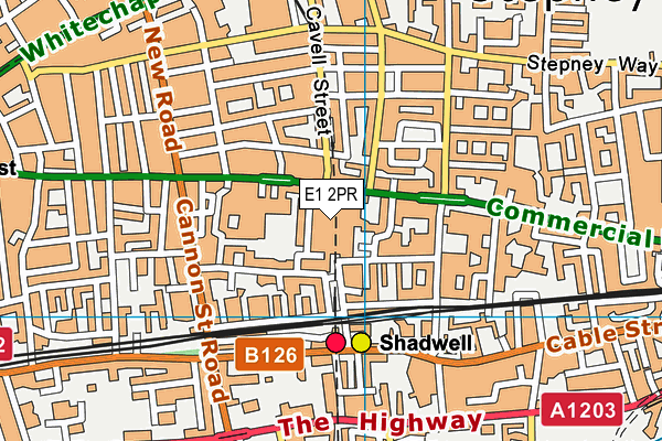 E1 2PR map - OS VectorMap District (Ordnance Survey)