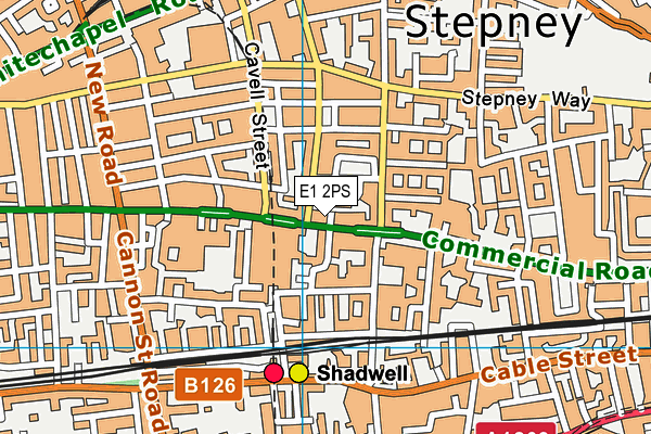 E1 2PS map - OS VectorMap District (Ordnance Survey)