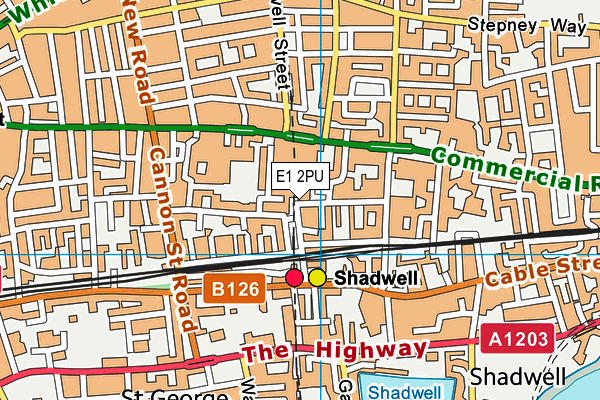 E1 2PU map - OS VectorMap District (Ordnance Survey)