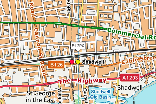 E1 2PX map - OS VectorMap District (Ordnance Survey)