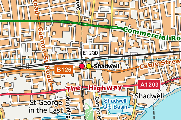 E1 2QD map - OS VectorMap District (Ordnance Survey)