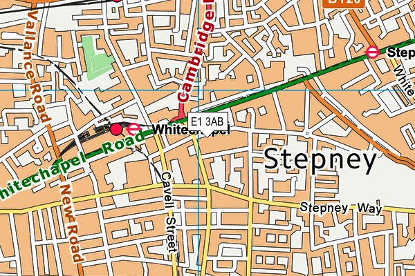 E1 3AB map - OS VectorMap District (Ordnance Survey)