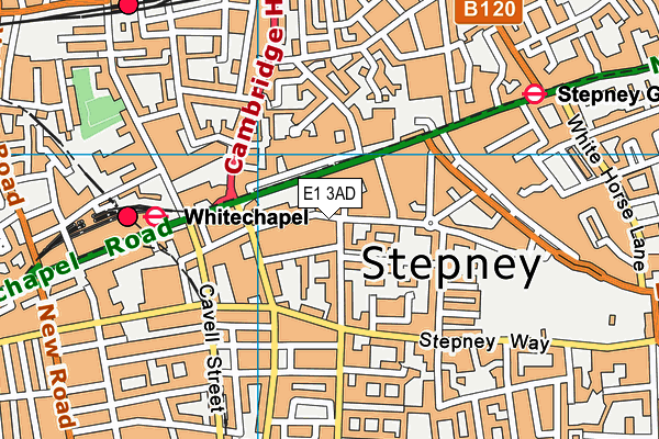 E1 3AD map - OS VectorMap District (Ordnance Survey)