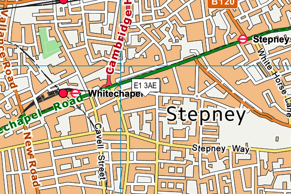 E1 3AE map - OS VectorMap District (Ordnance Survey)