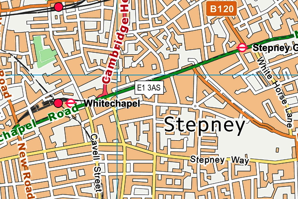 E1 3AS map - OS VectorMap District (Ordnance Survey)