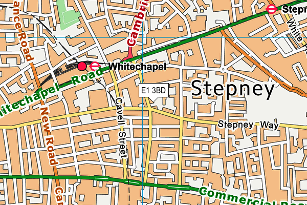 E1 3BD map - OS VectorMap District (Ordnance Survey)