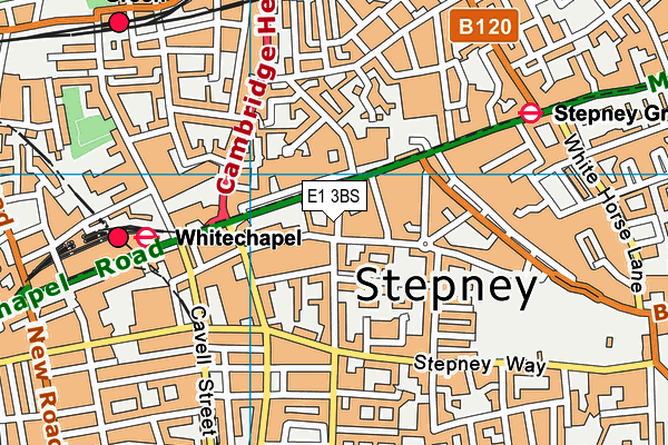 E1 3BS map - OS VectorMap District (Ordnance Survey)