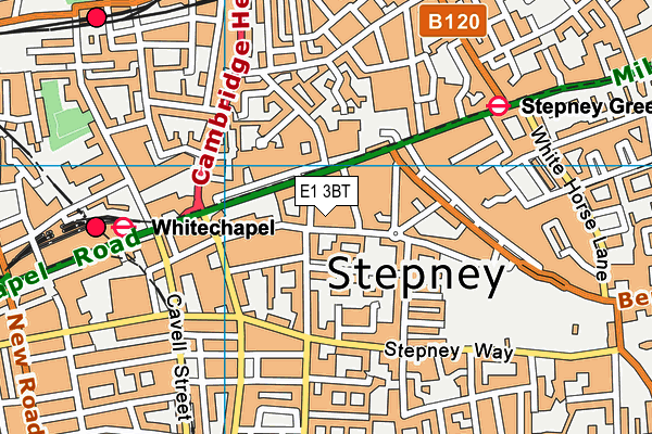 E1 3BT map - OS VectorMap District (Ordnance Survey)