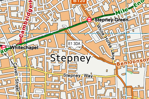 E1 3DA map - OS VectorMap District (Ordnance Survey)