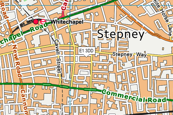 E1 3DD map - OS VectorMap District (Ordnance Survey)