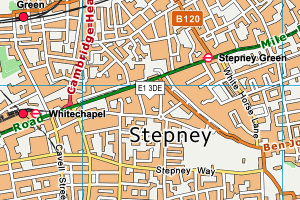 E1 3DE map - OS VectorMap District (Ordnance Survey)