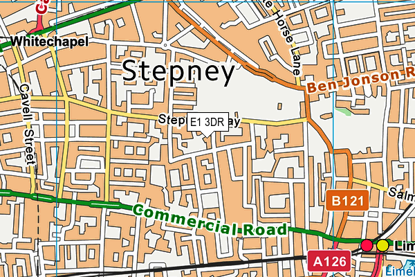 E1 3DR map - OS VectorMap District (Ordnance Survey)