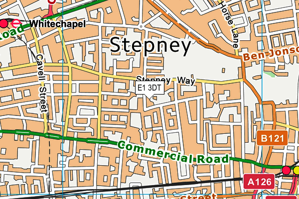 E1 3DT map - OS VectorMap District (Ordnance Survey)