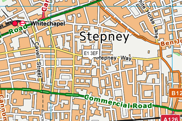 E1 3EF map - OS VectorMap District (Ordnance Survey)