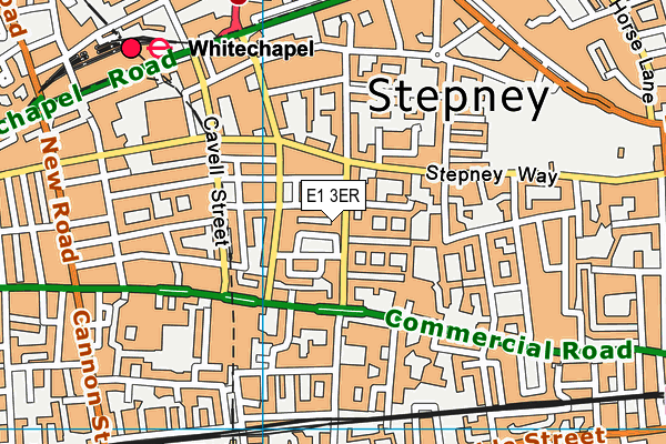 E1 3ER map - OS VectorMap District (Ordnance Survey)