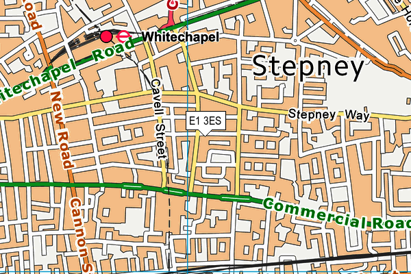 E1 3ES map - OS VectorMap District (Ordnance Survey)