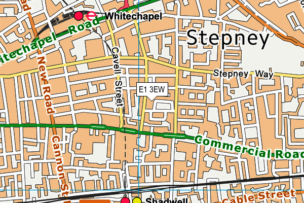 E1 3EW map - OS VectorMap District (Ordnance Survey)