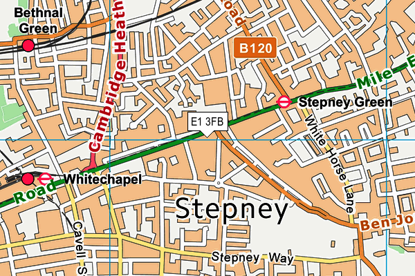 E1 3FB map - OS VectorMap District (Ordnance Survey)